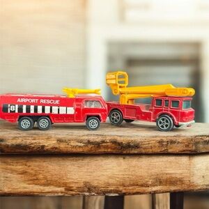 Vintage Corgi Juniors die-cast toy fire trucks